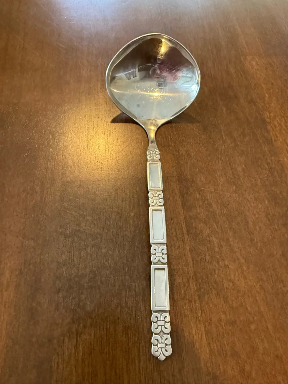 Vintage Crownmint Stainless Gravy Ladle MCM Scroll Handle